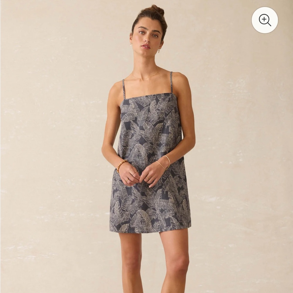 NWT Faherty Byron Bay Linen Dress - Charcoal Banana Leaf XS